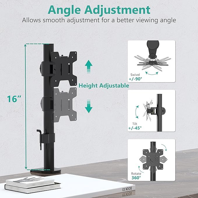 WALI Single Monitor Mount, Monitors Desk Mount, Single Monitor Arm Holds Screen - Image 3
