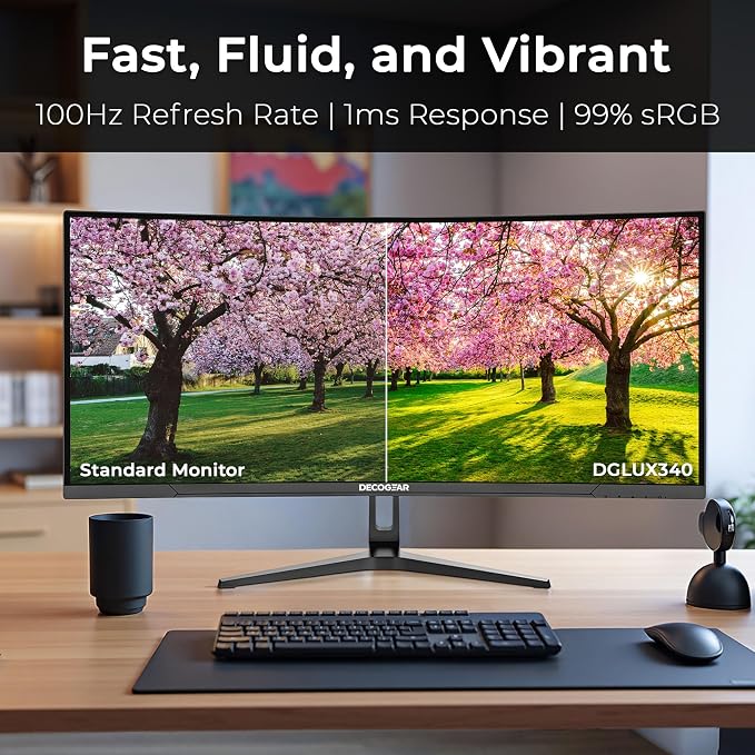 Deco Gear 34” Curved Ultrawide Business Monitor | 3440x1440, 99% sRGB | - Image 5