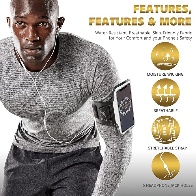 TRIBE Running Phone Holder Armband. iPhone & Galaxy Cell Phone Sports Arm Bands - Image 6