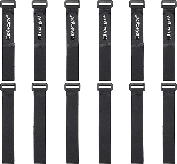 12 Pack 1 x 12 Inches Hook and Loop Reusable Fastening Cable Tie Down Straps by by Wisdompro