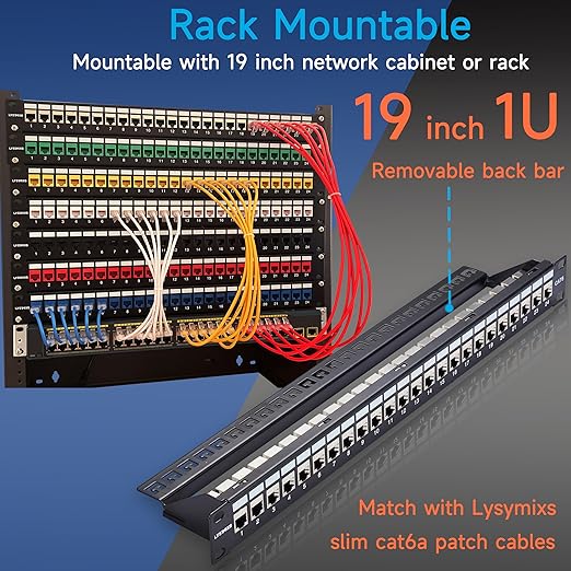 24 Port RJ45 Patch Panel Cat7 STP Feed Through, Coupler Network Panel 19 Inch - Image 6