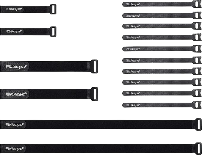 16 Pack Mixed Size Hook and Loop Reusable Fastening Cable Straps Tie by by Wisdompro