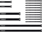 16 Pack Mixed Size Hook and Loop Reusable Fastening Cable Straps Tie by by Wisdompro