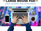 Japanese Street Desk Mat Futuristic Neon City Print Mouse Pad, Exclusive Desk - Image 3