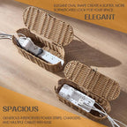 FairyHaus Cable Management Box 2Pack Brown, Handwoven Large and Small Cable - Image 4