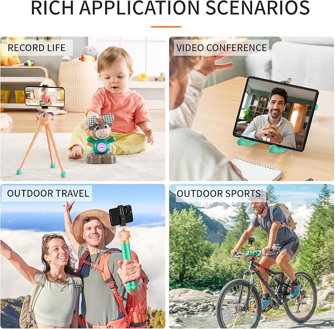 Phone Tripod with Wireless Remote - 2 in 1 Replaceable Flexible Tripod - Image 6