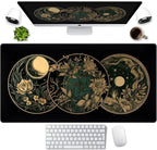 Aesthetic Celestial Desk Mat Vintage Flowers Desk Pad Large Mouse Pad Gaming by LuckyCow