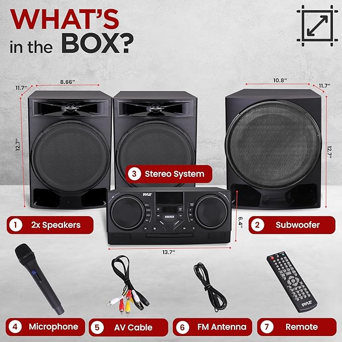 Pyle Mini Hi-Fi Bluetooth Stereo System – 4-Piece CD Player - Image 6
