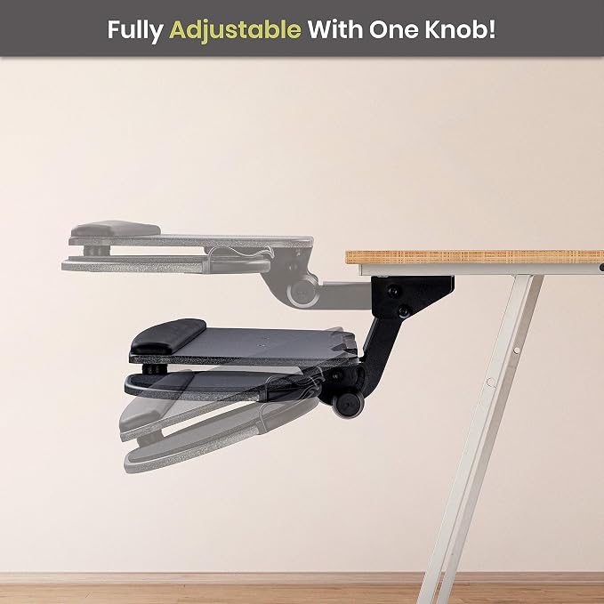 Under Desk Keyboard Tray, 17.75" Track, One Knob Control, Undermount Sliding - Image 7