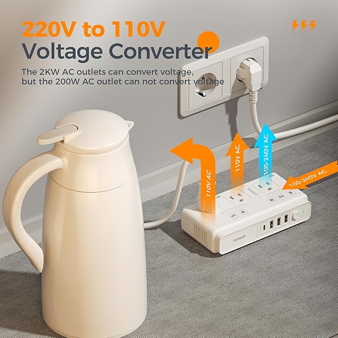 TESSAN Voltage Converter US to Europe, 220 to 110 Voltage Converter, Universal - Image 5