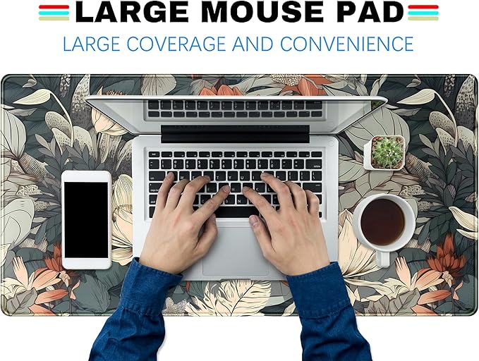 Vintage Floral Desk Mat XXL Large Gaming Mouse Pad Extended Desk Pad, Tropical - Image 3