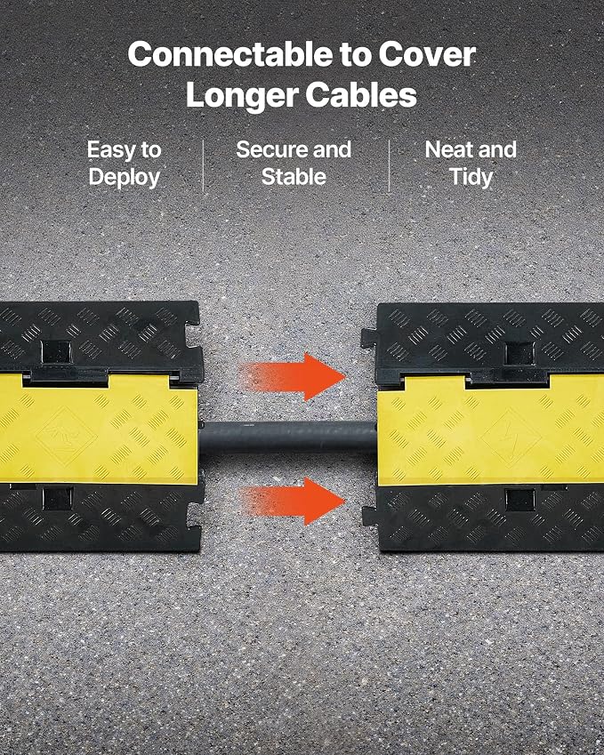 VEVOR Cable Protector Ramp, 2 Channel Heavy Duty 39.37'' Rubber Cord Hose Wire - Image 6