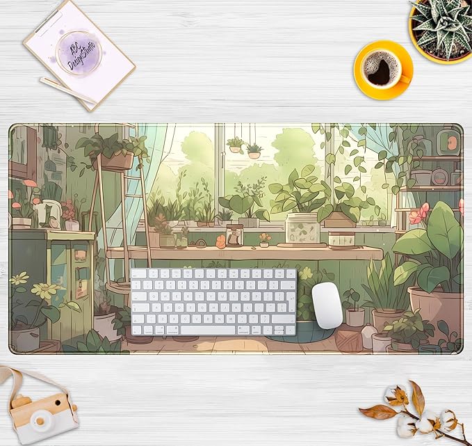 Cute Desk Mat Green Plants Gaming Mouse Pad XXL Large Extended Sage Laptop - Image 7