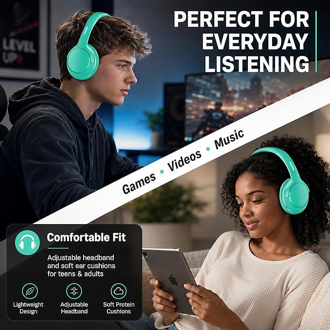 MIDOLA Bluetooth Headphones Over Ear 68H Playtime 6 EQ Wireless Headset - Image 8