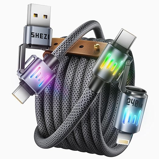 SHEZI 4-in-1 USB C Cable Nylon iPhone Charger Cord by SHEZI