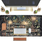 Forest Library Book Mouse Pad Desk Mat, Mystical Green Tree House XXL Extended - Image 4