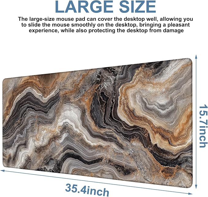 Large Mouse Pad Abstract Marble Gaming Desk Pad Computer Keyboard Non-Slip - Image 3