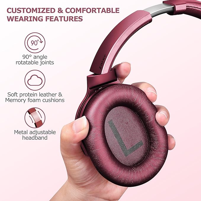 ZIHNIC Active Noise Cancelling Headphones, 40H Playtime Wireless Bluetooth - Image 2