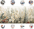 Beige Aesthetic Sage Desk Mat Cute Watercolor Flowers Mouse Pad Desk Pad - Image 6