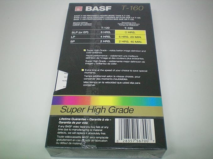 BASF T-160 Extra Quality 8 Hour Blank VHS Video Cassette Recording Tape - Image 2