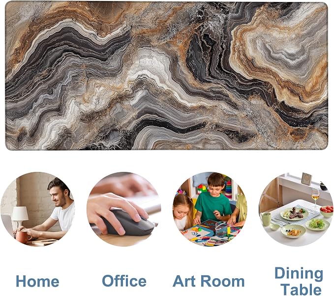 Large Mouse Pad Abstract Marble Gaming Desk Pad Computer Keyboard Non-Slip - Image 5
