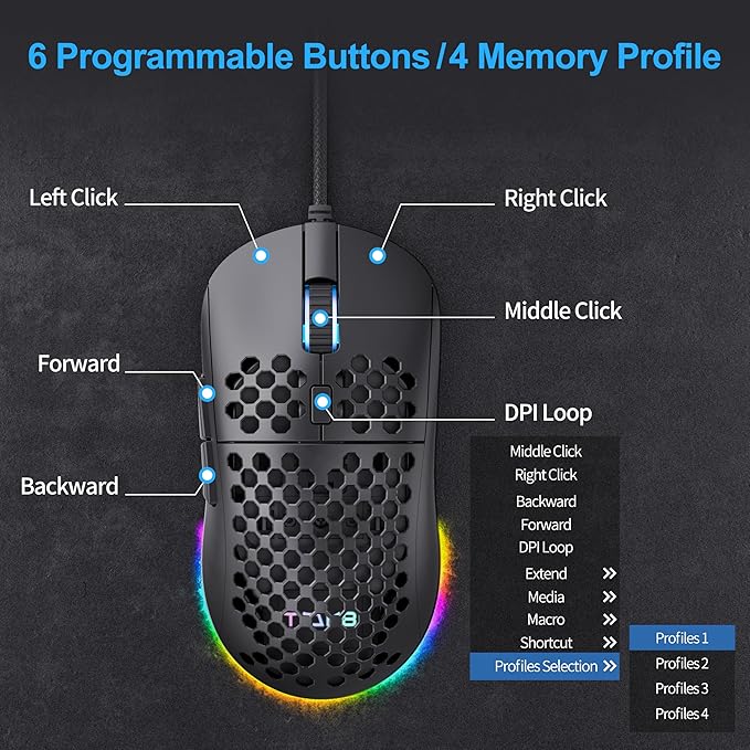 TMKB Falcon M1SE Ultralight Honeycomb Gaming Mouse, High-Precision 12800DPI - Image 3