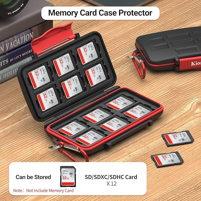 Kiorafoto 12 Slots SD SDHC SDXC Card Holder Case Professional Water-Resistant - Image 3