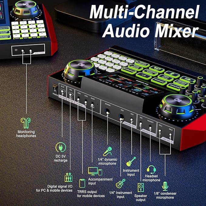Podcast equipment bundle with live sound card audio mixer, podcast equipment - Image 8
