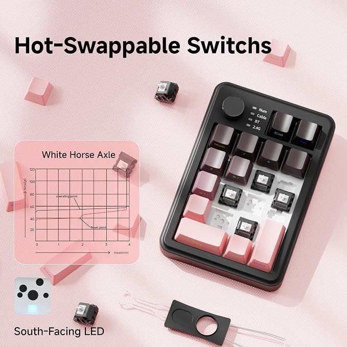 EWEADN NK20 Wireless Retro Mechanical Numpad - Image 4
