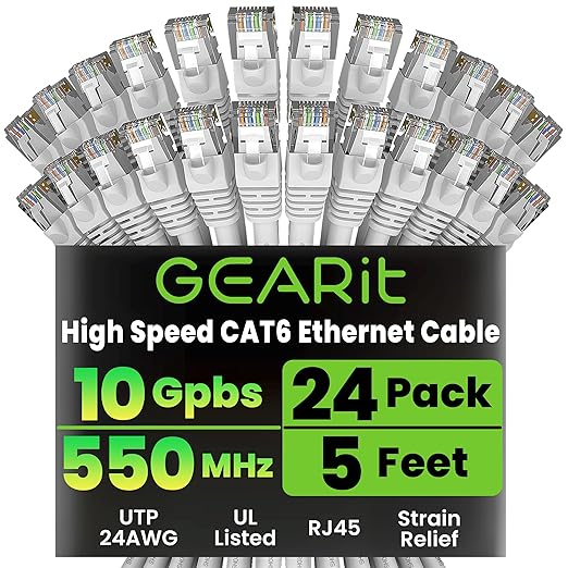 GEARit Cat 6 Ethernet Cable Cat6 Network Patch, Snagless Cord, Internet by GEARit