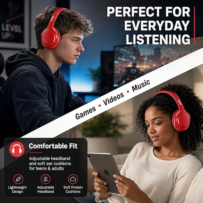 MIDOLA Bluetooth Headphones Over Ear 68H Playtime 6 EQ Wireless Headset - Image 8