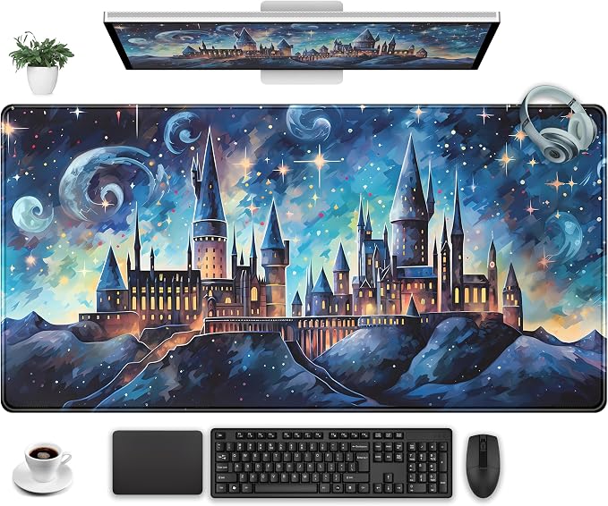 Blue Castle Desk Mat Aesthetic Cute Desk Pad, Extended Large Mouse Pad XXL by Unknown