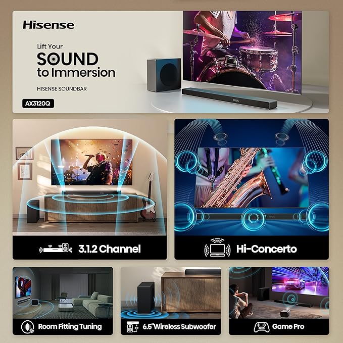 Hisense AX3120Q 3.1.2Ch Sound Bar - Image 3