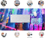 Japanese Street Desk Mat Futuristic Neon City Print Mouse Pad, Exclusive Desk - Image 5