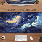Blue Clouds Desk Mat Large XXL Gaming Mouse Pad Non-Slip Rubber Base Mousepad - Image 2