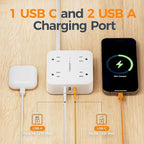 TESSAN Flat Plug Extension Cord, 5 Ft Surge Protector Power Strip - Image 5