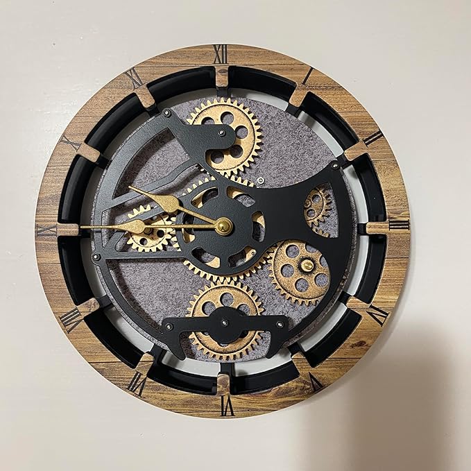 Desk Clock 10 inches with Real Moving Gears Convertible into Wall Clock - Image 5