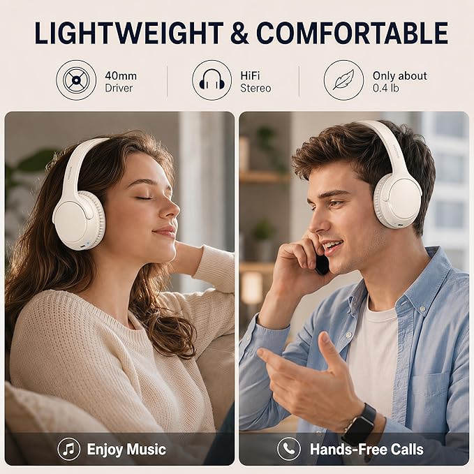MIDOLA Bluetooth Headphones Over Ear 68H Playtime 6 EQ Wireless Headset - Image 7