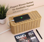 Handmade Cable Management Box, Imitation Rattan Cord Organizer Cord Hider Box - Image 5