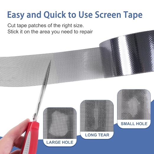 MoHern 2 in x 49 FT Window Screen Repair Kit, Screen Repair Tape Magic Mesh - Image 3