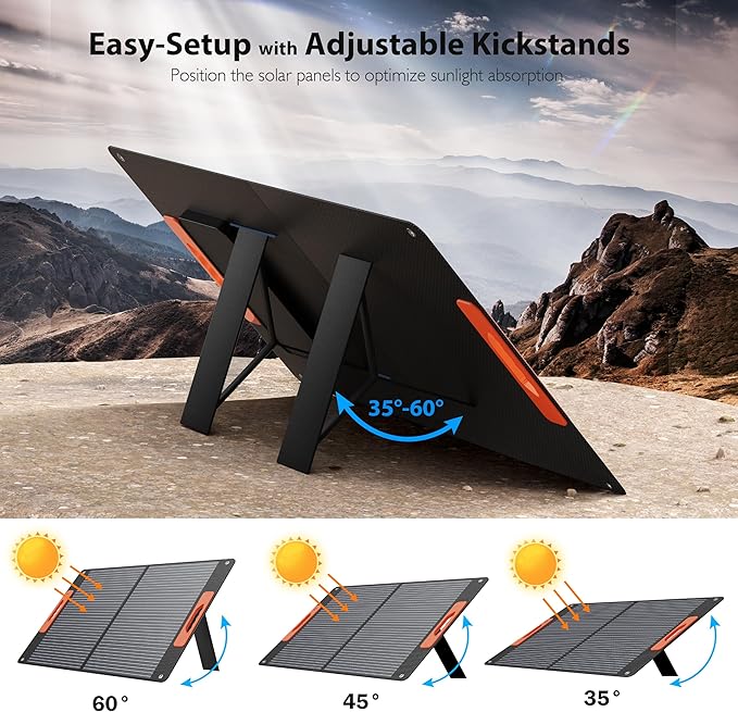 120W Portable Solar Panels for Power Station, Solar Angle Guide, - Image 7
