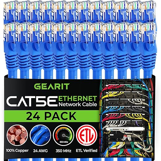 GearIT 24-Pack, Cat5e Ethernet Patch Cable 2 Feet by GEARit