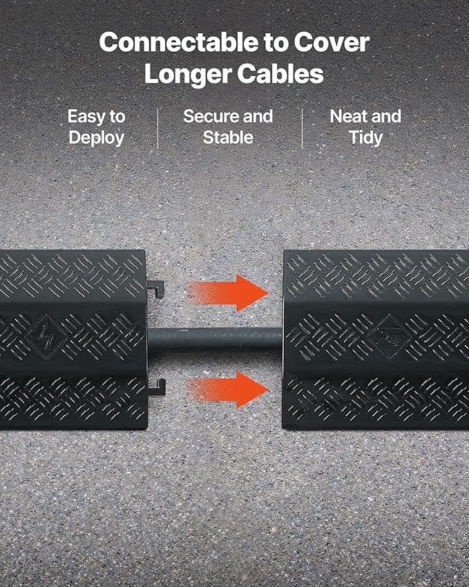 VEVOR 3 Pack Drop Over Cable Cover, 2 Channel Heavy Duty Cable Hose Protector - Image 6
