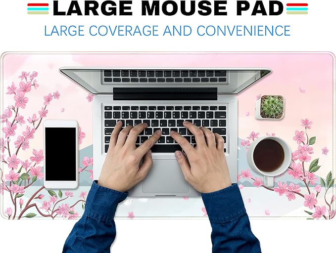 Japanese Desk Mat Pastel Pink Cherry Blossom Mouse Pad Mt Fuji Japan Large - Image 4