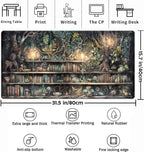 Forest Library Book Mouse Pad Desk Mat, Mystical Green Tree House XXL Extended - Image 2