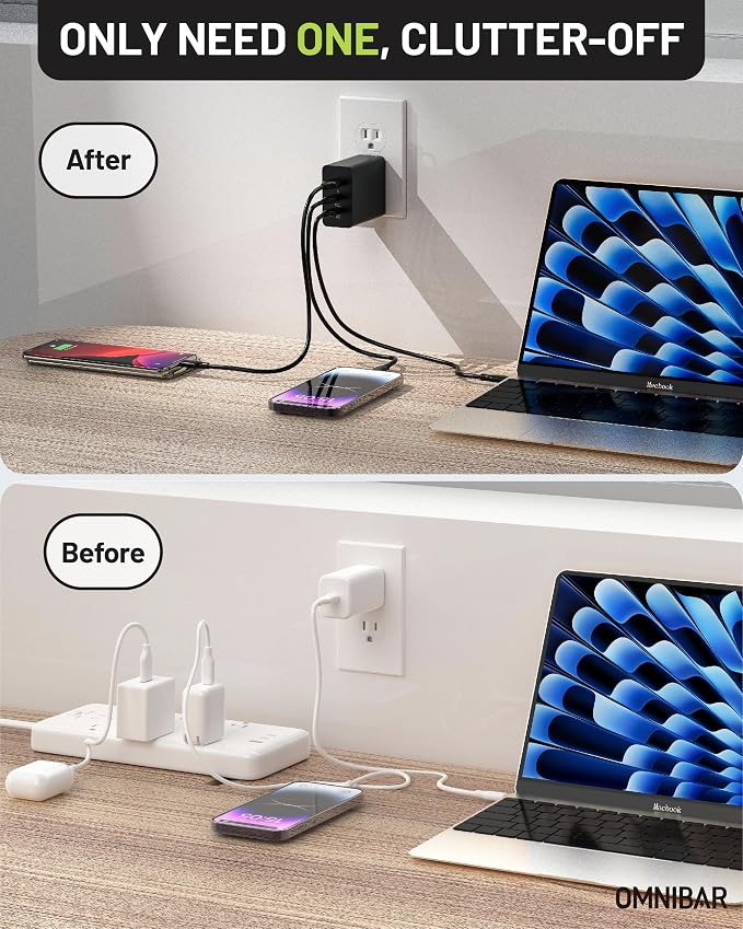 100W USB C Charger, 100W Laptop Fast Charger 3-Port GaN Foldable Fast Wall - Image 4