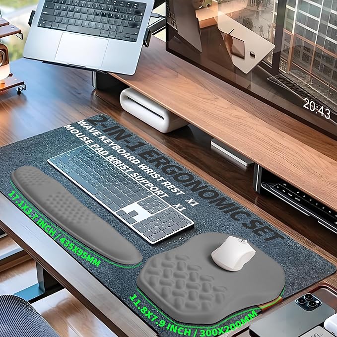 2-in-1 Ergonomic Set, Wave Keyboard Wrist Rest and Massage Slope Mouse Pad - Image 5