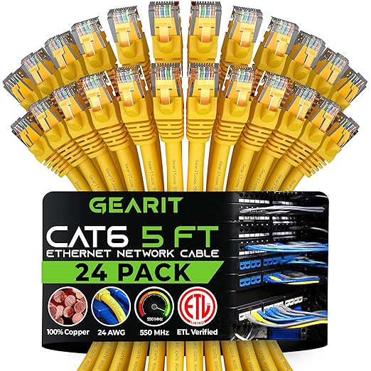 GearIT Cat 6 Ethernet Cable Cat6 Network Patch, Snagless Cord, Internet by GEARit