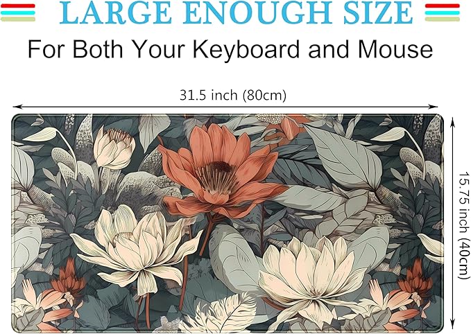 Vintage Floral Desk Mat XXL Large Gaming Mouse Pad Extended Desk Pad, Tropical - Image 2