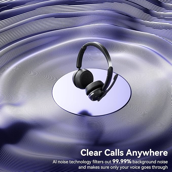 Wireless Headset with Mic for Work, Wireless Headphones with USB Dongle & - Image 6